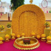 Haldi Theme Fiberglass Golden Urli Tub With Stool Main Img