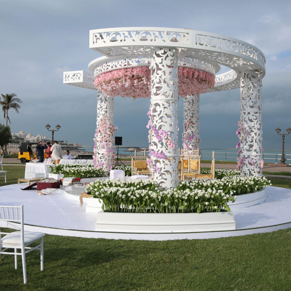 Half Arc Fiber Carved Wedding Mandap 3