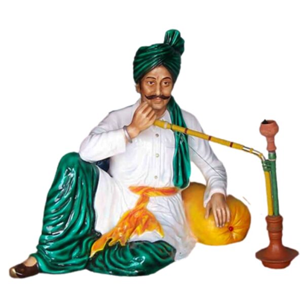 Man With Hukkah Frp Fiberglass Statue Image