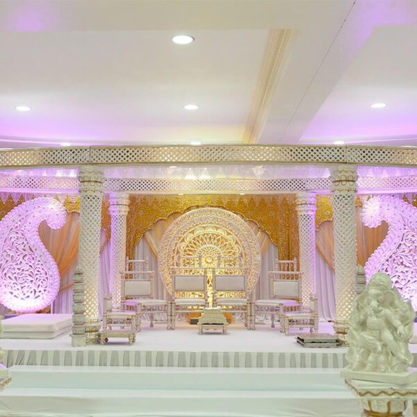 Modern Wedding Ivory Palazzo Crystal Mandap 1