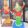 Punjabi Dholi And Dancing Lady Fiber Statue Set 2 Image