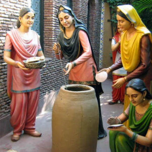 Punjabi Mutiyars With Tandoor Punjabi Village Setup Frp Fiberglass Statues Image