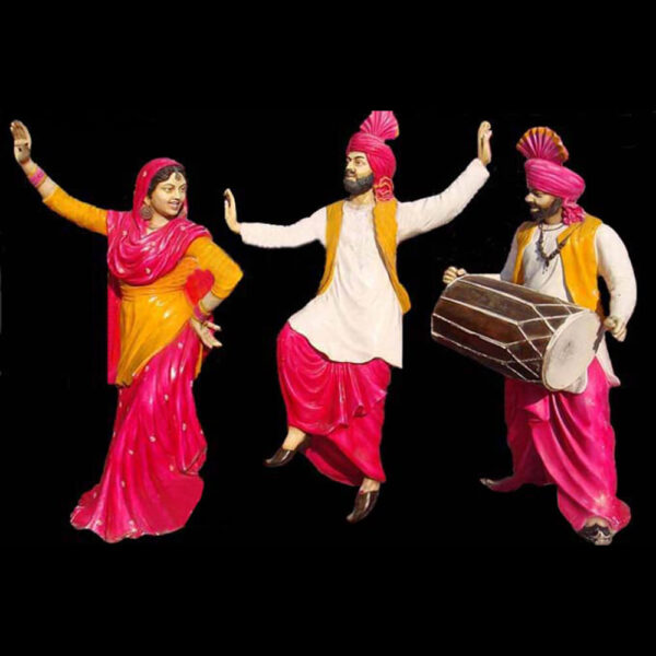 Traditional Punjabi Culture Bhangra Fiber Scupture Verka Statue Set Image