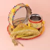 11 Pc Golden Dori Work Karwa Chauth Karva Chauth Thali Set With Cover 1