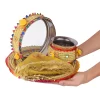 11 Pc Golden Dori Work Karwa Chauth Karva Chauth Thali Set With Cover 3